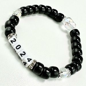 New years 2024 black and white bracelet